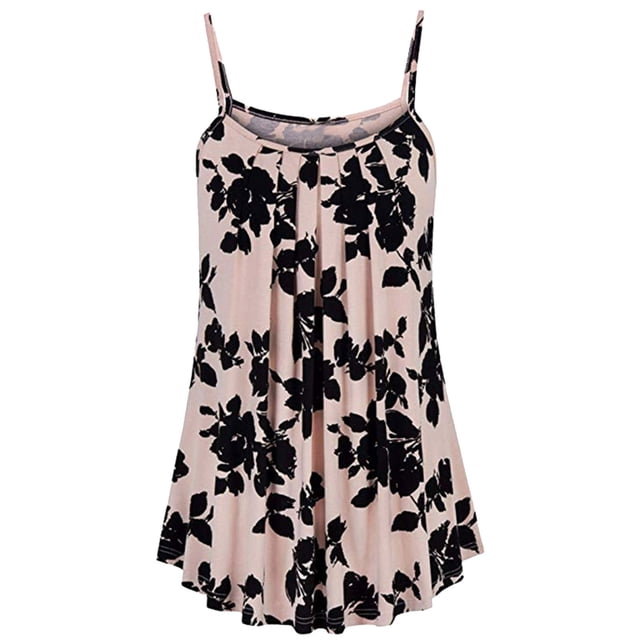 Robe d'Été Ample pour Femmes Décontractée Col en V Sans Manches Bandage Rayé Imprimé Débardeur Ample Robe à Bretelles Robe d'Été Florale pour Femmes Robe d'Été Florale pour Femmes