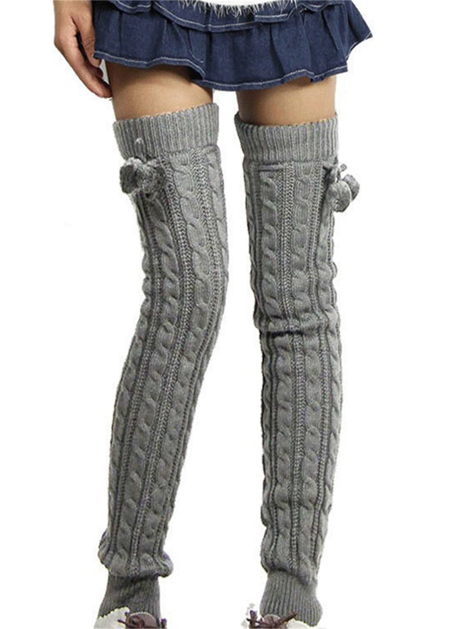 Women's Wool Thigh Knee High Socks Winter Warm Leg Warmers Knitting Boot Covers