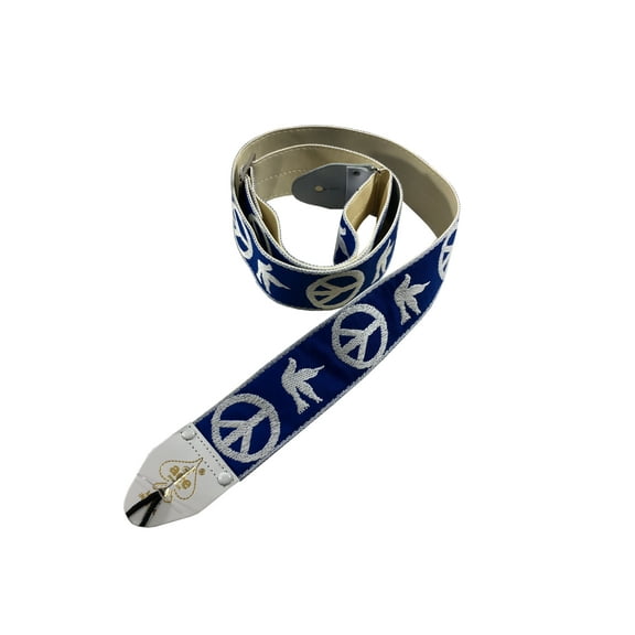 Ace Guitar Strap  Vintage Style  Peace Doves Design  Blue and White