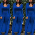 thumbnail image 2 of Women's Tracksuit Winter Autumn Knitted Long-sleeved Blazer Coat Tank Long Pants Three Piece Sets Outfit Casual Sport Wear for Women, 2 of 3