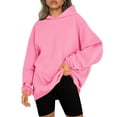 thumbnail image 2 of Jinhomg Womens Oversized Sweatshirt Fall Winter Casual Loose Solid Pullover Hoodie Vacation Lightweight Comfy Long Sleeve Hooded Sweatshirts Winter Saving Pink M, 2 of 6