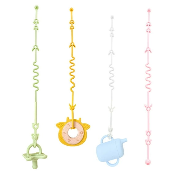 4PCS Toy Straps for Baby, Silicone Setpacifier Clip,Applies to Car Seat Toy,Teether Toy,High Chair,Stroller Accessories,Baby Toy Clips,Cribs,Rocking Chair