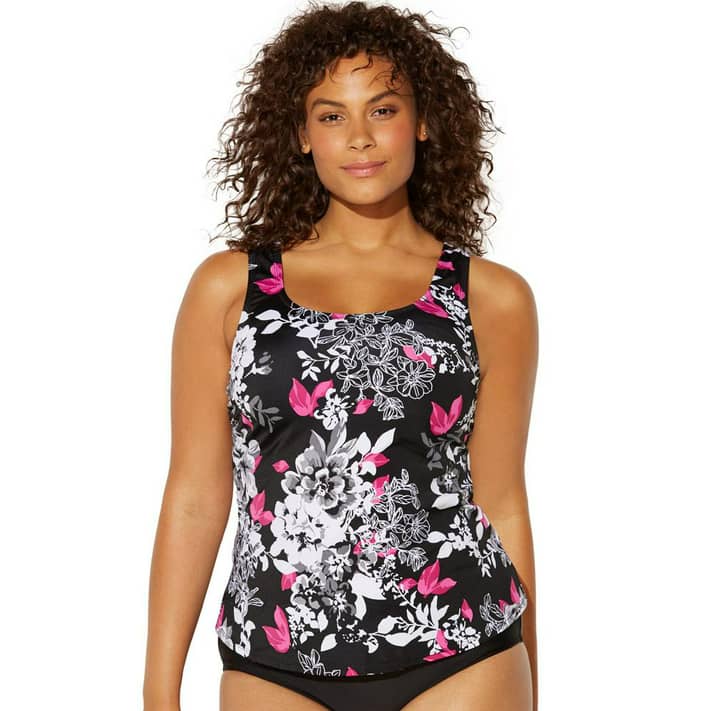 Swimsuits For All Women's Plus Size Classic Tankini Top 22 Garden Rose ...