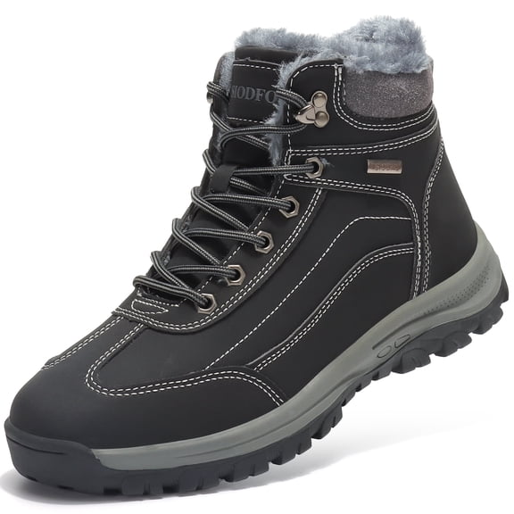TSIODFO Winter Shoes for Men Cold Weather Snow Boots Waterproof Insulated Fur Warm Outdoor Hiking Ankle Boots Light Brown size 9