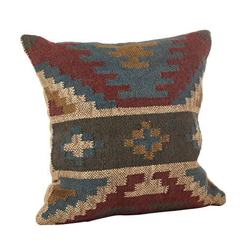 SARO LIFESTYLE Collection Kilim Design Down Filled Throw Pillow, 20", Red