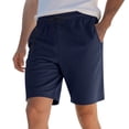 thumbnail image 2 of Mens Shorts Summer Casual Elastic Waist Lightweight Breathable Straight Leg Relaxed Fit Beach Shorts with Pockets, 2 of 7