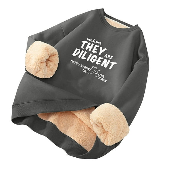 Mens Sweatshirt Under $10 Sherpa Lined Sweatshirt Men No Hood - Mens Graphic Hoodies Warm Soft Crewneck Sweatshirts Heavyweight Winter Pullover