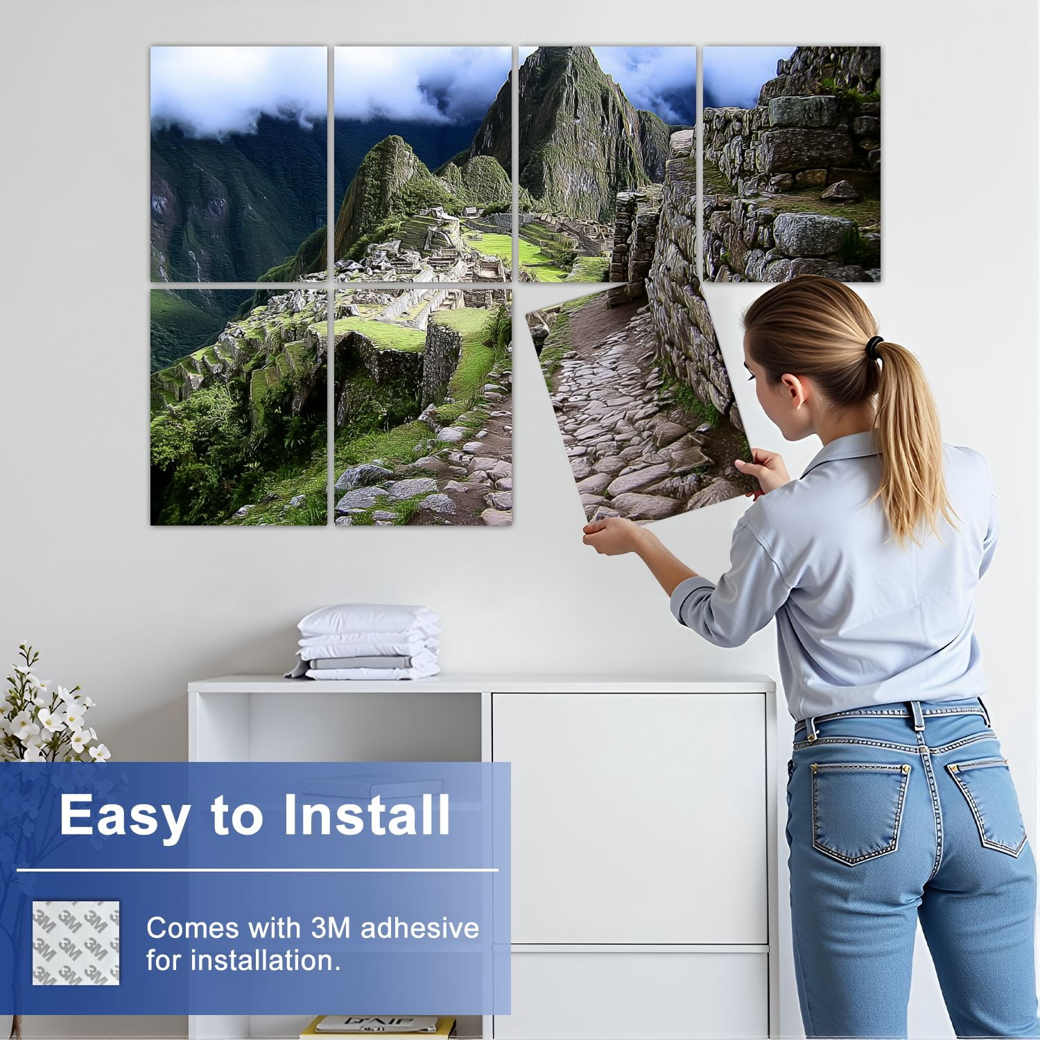 8 Pack Art Acoustic Panels Sound Absorbing Machu Peru Decorative Soundproof Wall Panels Self Adhesive for Nursery Game Room Bedroom 48"x32"