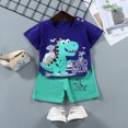 thumbnail image 2 of Gibobby Toddler Boy Summer Tropical Printed Short Sleeve T-Shirt Elastic Shorts 2Pc Casual Outfit Soft Comfortable Clothes for Twins 6M 12M 18M 24M 1T‑6T Kids Running Wear(12-18 Months,Dark Blue), 2 of 4