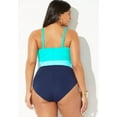 thumbnail image 3 of Swimsuits for All Women's Plus Size Colorblock V-Neck One Piece Swimsuit, 3 of 4