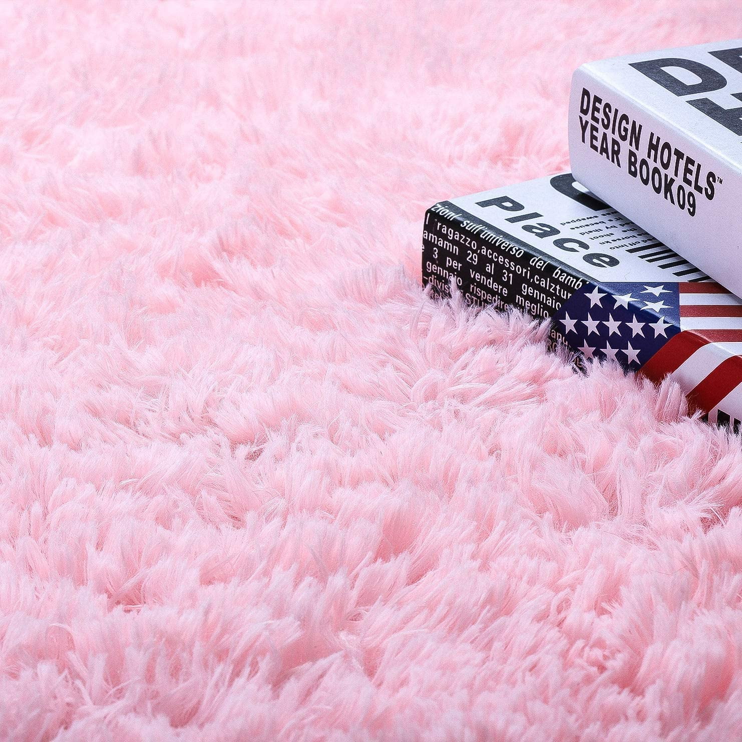 Lochas Soft Shag Accent Carpet Fluffy Rug for Living Room Bedroom Home Decor Area Rugs Floor Mat, 4'x6',Pink