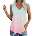 thumbnail image 1 of Plebaso Womens Tank Tops V Neck Gradient Lightweight Eyelet Shirts Flowy Loose Summer Sleeveless Blouses, 1 of 7