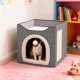 thumbnail image 5 of 1Pcs Large Capacity Semi-Closed Cat Litter Box with Removable Scratching Board 15.35x15.35x14.96" Winter Warm Pet Cottage in Grey Blue 3-in-1 Versatile Design with Roomy Interior Space JASKFLY, 5 of 9