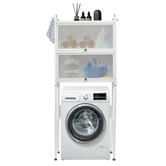 TFCFL Over Washing Machine Storage Cabinet Freestanding Laundry Bathroom Metal Organizer Shelf