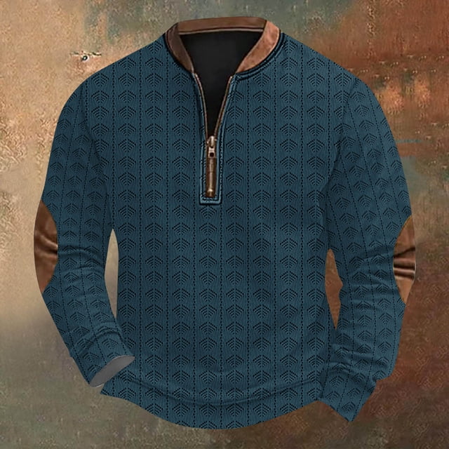 Blusas y camisas de manga larga con cuello redondo Sudadera con capucha de cuello redondo para hombre Jersey estampado Blusa de poliéster de manga larga para hombre