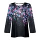 thumbnail image 3 of MHFRRA Camiseta de Manga Larga con Cuello Redondo y Estampado Floral para Mujer, Estilo Informal y Elegante. Negro, 3 of 4