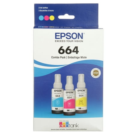 EPSON 664 EcoTank Ink Ultra-high Capacity Bottle Three Color CMY Combo Pack (T664520-S) Works with EcoTank ET-2500, ET-2550, ET-4500, ET-4550, ET-2600, ET-2650, ET-3600, ET-16500