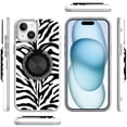 thumbnail image 2 of For iPhone 15 Metal Diamond CD Pattern Design Matte Finished Hybrid with Rotational Ring [Car Mount Friendly] Case - 3, 2 of 4