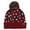 Burgundy, variant on C.C Exclusive Leopard Pattern Fur Pom Cuffed Beanie - Light Melange Grey