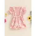 thumbnail image 4 of Musuos Baby Girls Shorts Set, 0-18M Short Sleeve Romper with Flower Print Adjustale Suspender Shorts Newborn Girls Cute Summer Outfit, 4 of 10