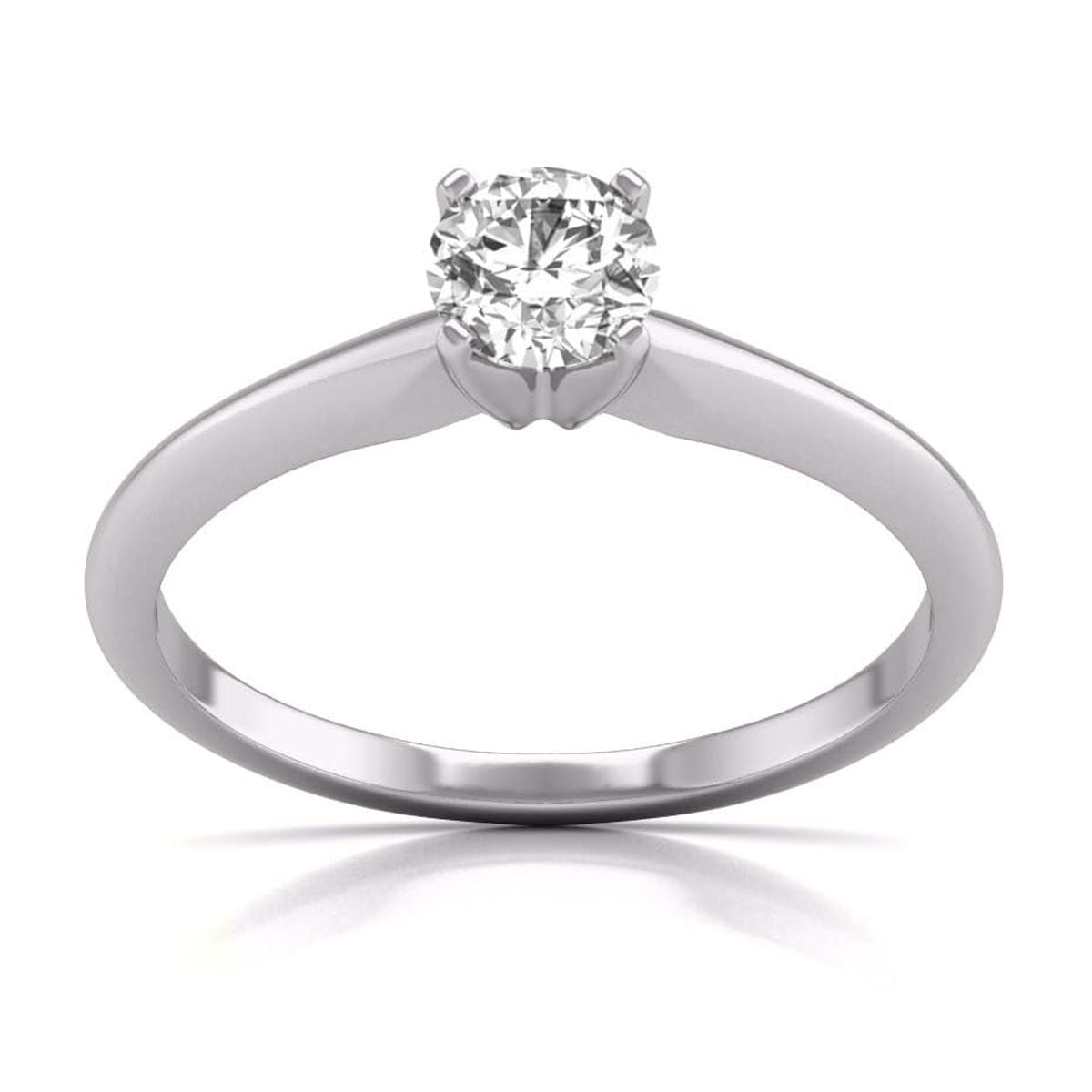 TimeLe$$ Classics 0.25 Carat Lab Grown 4 Prong Solitaire Round Cut Solitaire Diamond Engagement Ring For Women in 14K White Gold (Ring Size: 4.5)