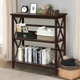 thumbnail image 2 of Costway Wooden Shelf Bookcase 3-Tier Open Bookshelf W/X-Design Freestanding Rack Brown, 2 of 10