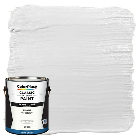 ColorPlace Exterior Latex Paint, White,1 Quart, Semi-Gloss