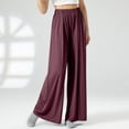 thumbnail image 2 of Patlollav Womens Leggings Yoga Pants Solid Color Casual Pleated Straight Leg Wide Leg Pants Loose Trousers, 2 of 6