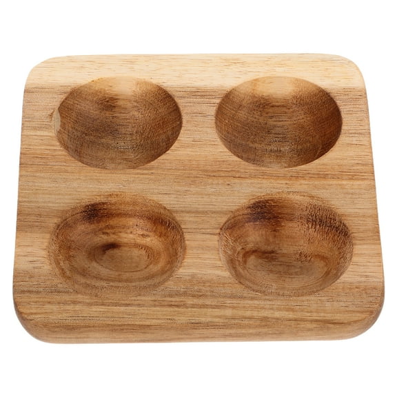 FRCOLOR Deviled Egg Serving Tray Wooden Holder Countertop Plate Platter Rack Brown