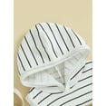 thumbnail image 3 of Mevireiy Baby Boys Sleeveless Hooded Jumpsuit Striped Print Pocket Romper Shorts Outfits,White,0-3 Months, 3 of 7