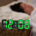 thumbnail image 1 of Digital 3D Digital Clock Digital Clock Electric Modern Minimalistic Digital Despertadores para dormitorios para decoración del hogar Farmhouse Baño Es verde concha negra Soledad reloj de pared, 1 of 10