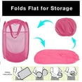 thumbnail image 4 of Smart Design Deluxe Mesh Pop Up Square Laundry Hamper Solid Back w/ Side Pocket & Handles - VentilAir Fabric Collapsible Design - for Clothes & Laundry - Home (Holds 2 Loads) (14 x 23 Inch) [Pink], 4 of 5