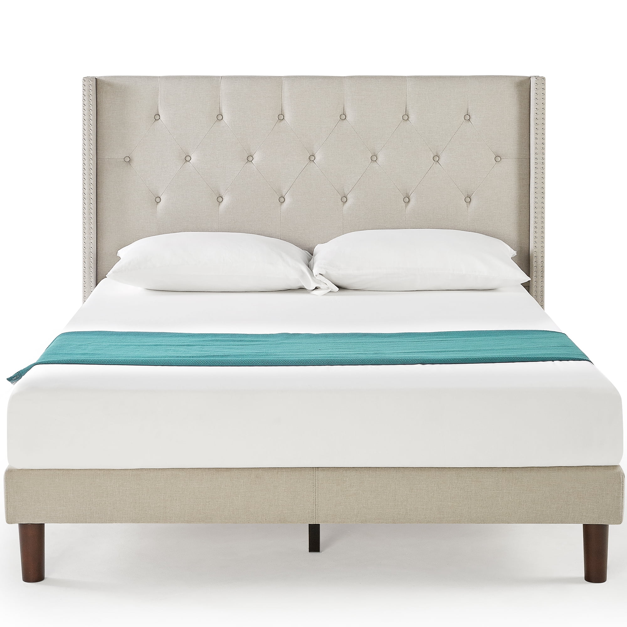 Zinus 51" Annette Upholstered Platform Bed Frame, King - Walmart.com ...