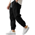 thumbnail image 3 of Mens Linen Pants Casual Summer Elastic Waist Baggy Joggers Lightweight Drawstring Beach Lounge Pants with Pockets, XL, 3 of 7
