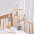 thumbnail image 3 of Bassinet Mobile 360° Rotating Space Theme, Wooden Crib Mobile for Baby Boys Girls, Soothing Nursery Decor with Planets Spaceship, 3 of 7