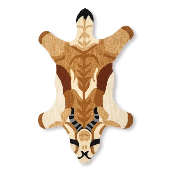 Exotic India Impala Shaped Animals Bath Mat Area Non-Slip Rug | Soft Wool Yogic Asana Carpet | Animal Rug's for Bedroom Office Living Room Kitchen Floor Mat