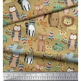 thumbnail image 2 of Soimoi Brown Heavy Satin Fabric Stripe & Animals Tribal Fabric Prints By Yard 54 Inch Wide, 2 of 3