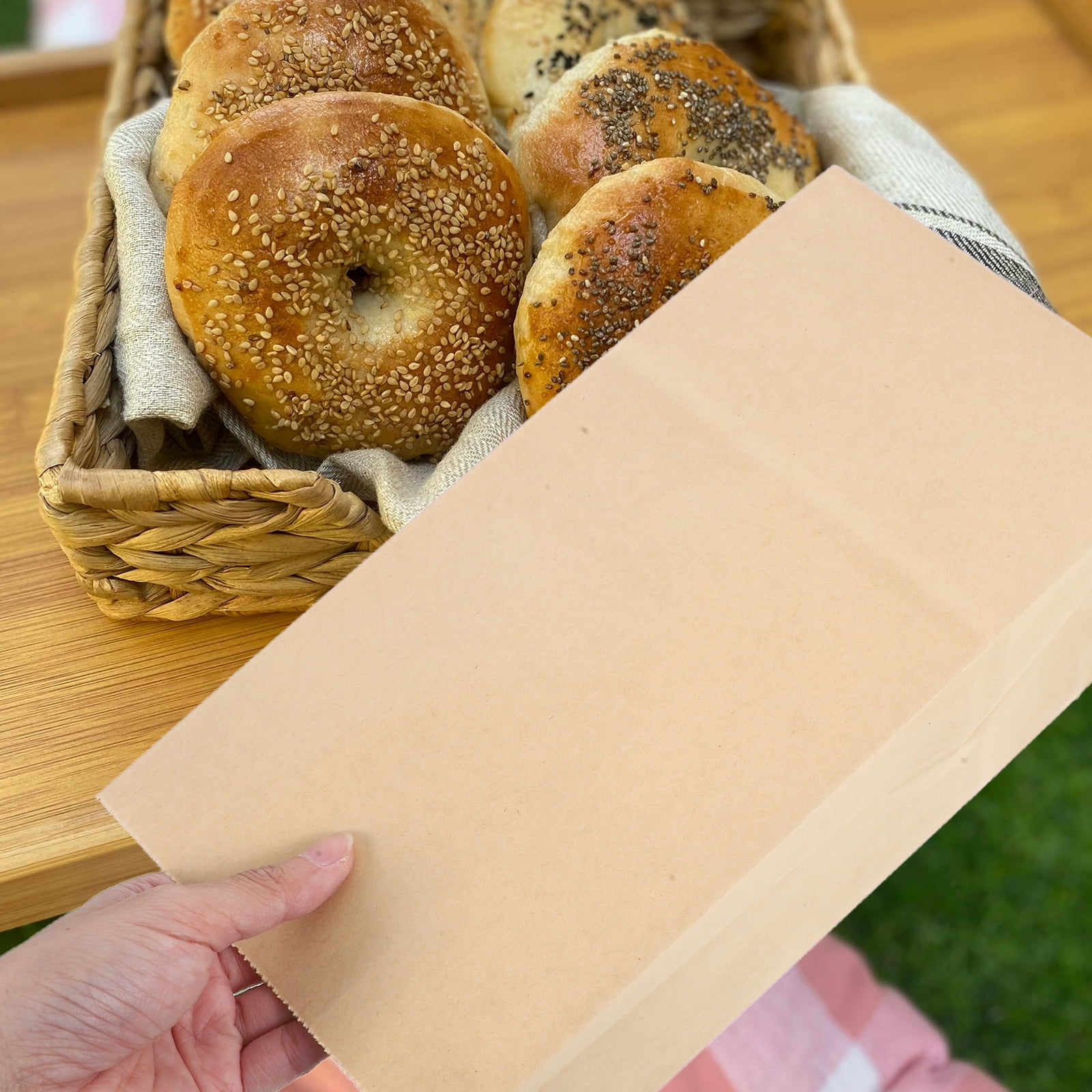 POPETPOP Tear-Resistant Brown Paper Bags for Fresh Baked Goods 100Pcs