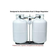 FLAMEKING RV Propane Gas Double Bottle Rack, 30 lb Cylinder Kit Dual Hold Down Rack