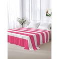 thumbnail image 5 of Pink Striped King Size Flat Sheet, Wrinkleproof & Fadeproof Cooling Flat Bed Sheet Only, Modern Simple Monochrome Geometric White Breathable Soft Bedding Top Sheets 105 x 98 Inches, 5 of 8