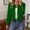 Green, variant on Women's Crew Neck Open Front Cropped Blazer Jacket, Long Sleeve Decorative Cuff Button Solid Office Suit Coat for 2026 Spring Fall Business Daily Layering