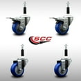 thumbnail image 2 of 3 Inch SS Blue Poly Swivel 7/8 Inch Expanding Stem Caster Set 2 Brakes, 2 of 2