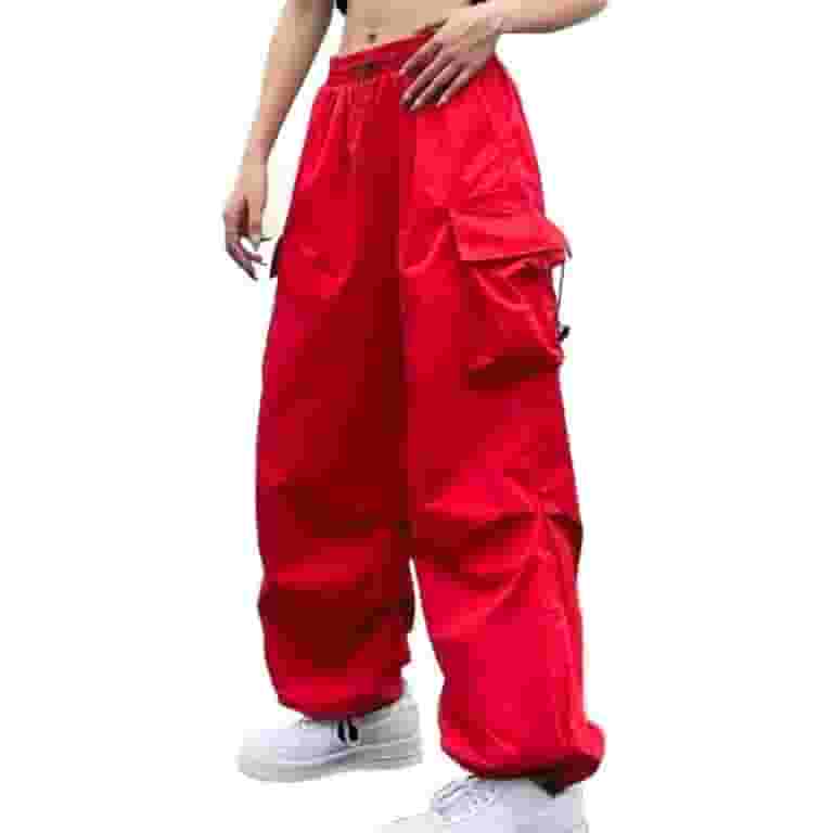 Red Trousers Women, Polyester Petite Wide Leg Pants For Women
