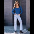thumbnail image 4 of Camisas de Larga para Mujer, Blusas de Cuello Cuadrado, Blusas Básicas de Punto Acanalado, Conjuntos de Otoño, Ropa de Moda Azul Real M, 4 of 8