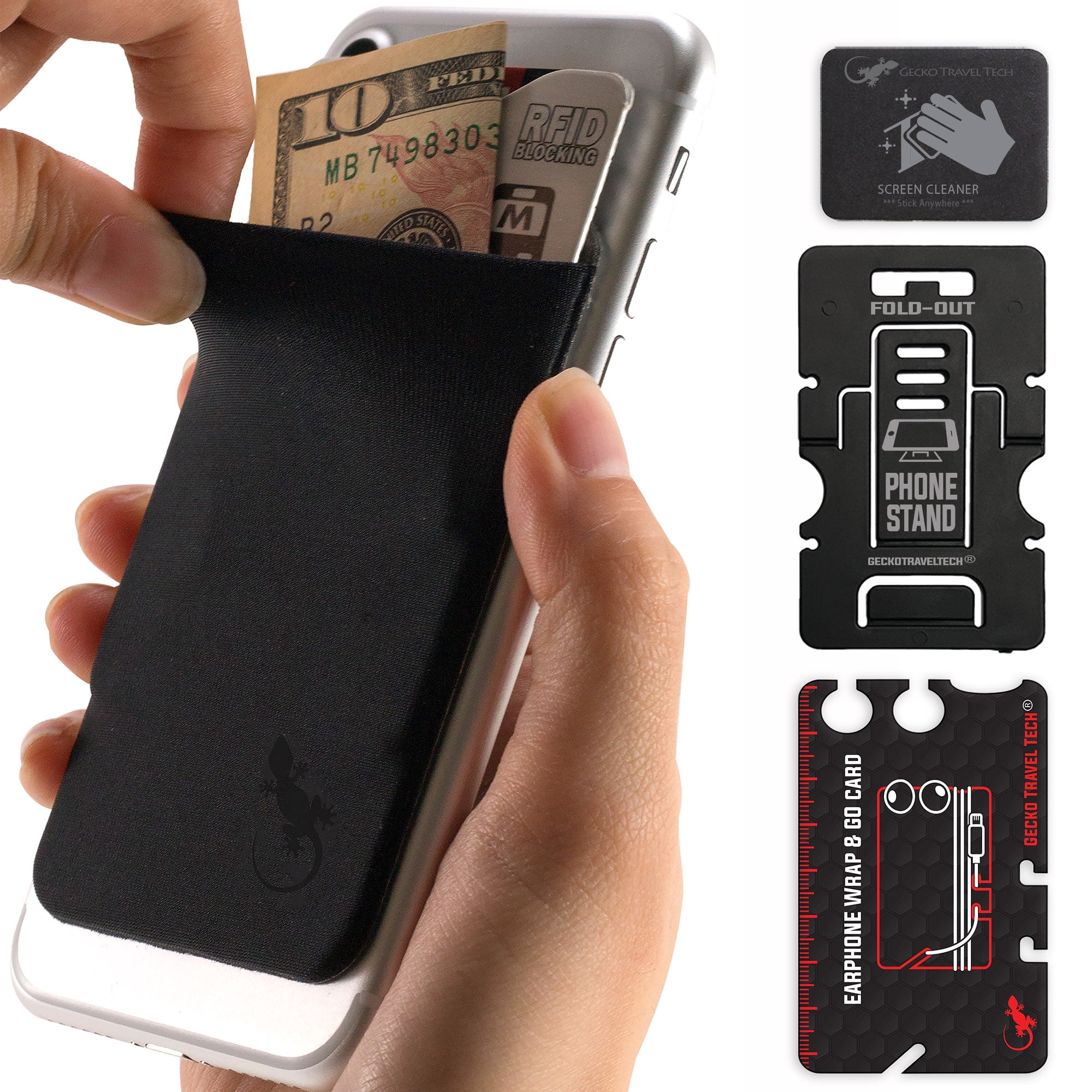 Gecko Travel Tech Phone Wallet Stick On Card Holder Wallet for
