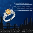 thumbnail image 2 of Gem Stone King 925 Sterling Silver 3-Stone Ring Checkerboard Citrine Moissanite (2.65 Cttw), 2 of 6