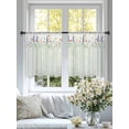 thumbnail image 4 of Spring Floral Sheer Curtains 54 Inch Length 2 Panels Set, Watercolor Flowers Green Lines Minimalist Voile Window Treatment Rod Pocket Short Kitchen Curtains Drapes for Bedroom 52"x54"x2, 4 of 7
