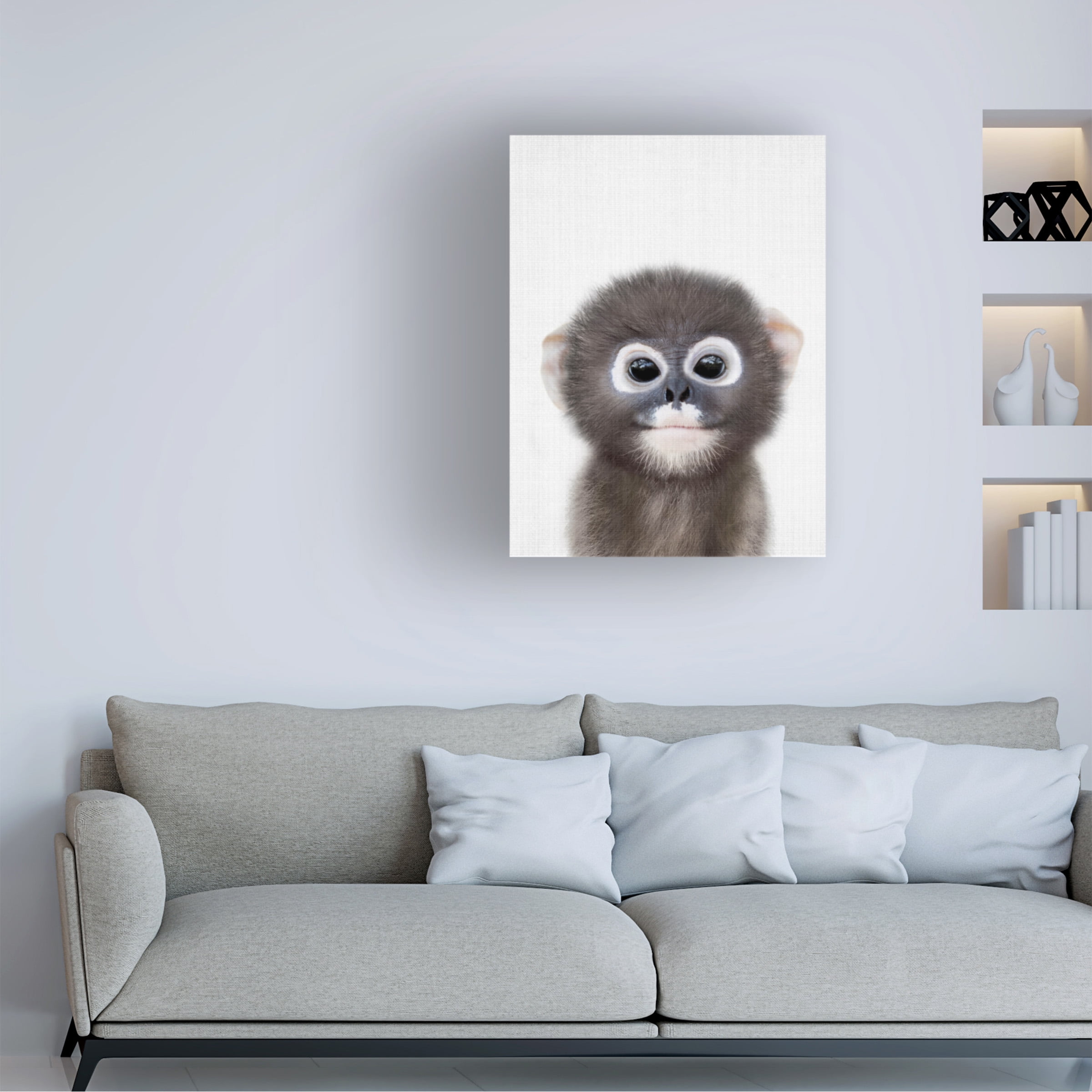 Lola Peacock 'Peekaboo Baby Monkey' Canvas Art
