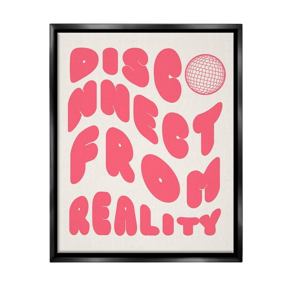 Stupell Industries Disconnect From Reality Typography Painting Black Floater Framed Canvas Art Print Wall Art, 17 x 21