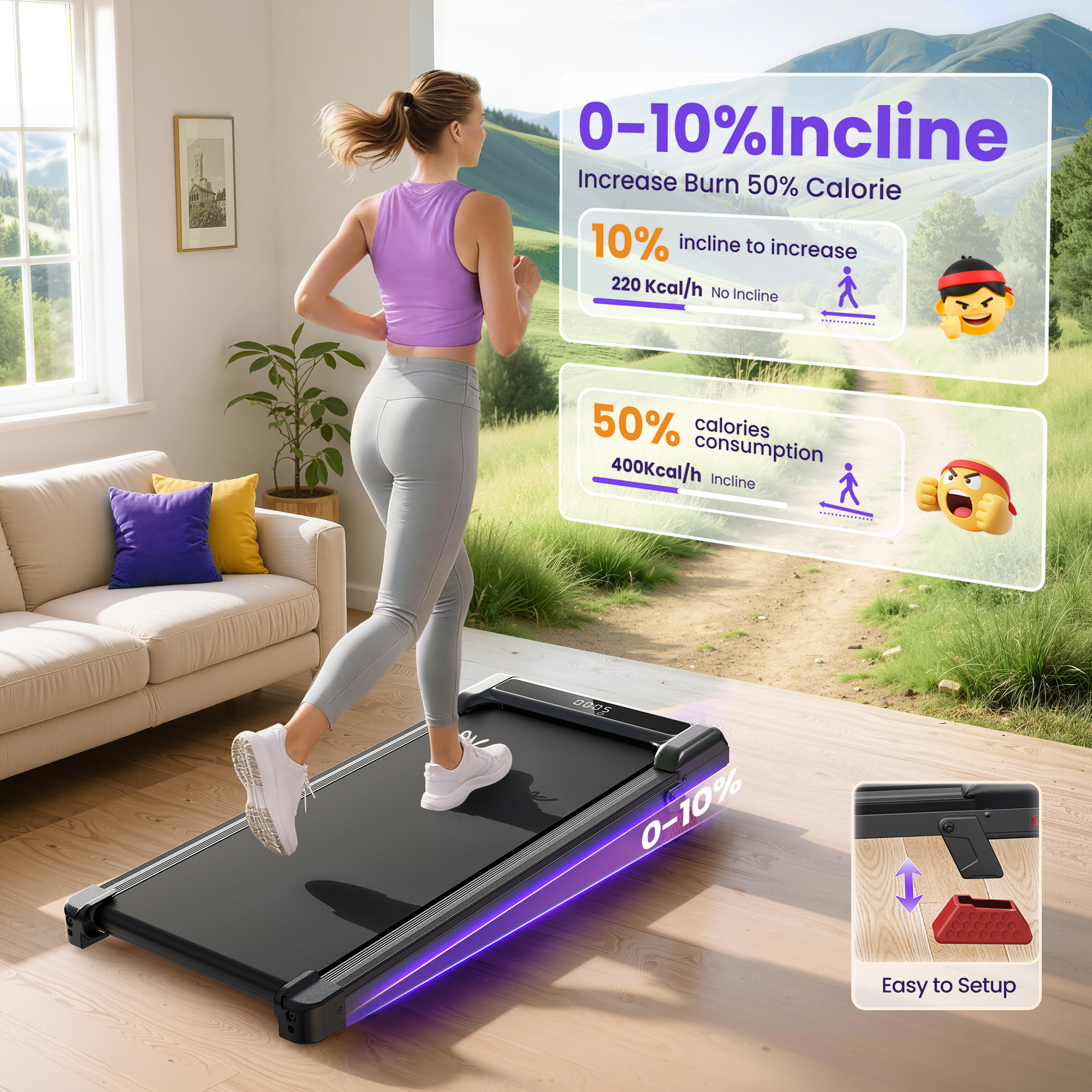 EVITORMILL Incline Walking Pad Under Desk Treadmill photo 3